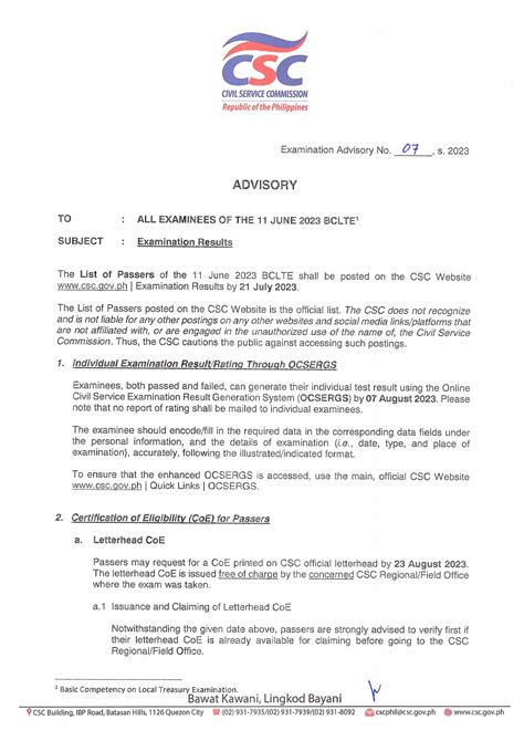 bclte 2024 result|Examination Advisory No. 07 s. 2023 .